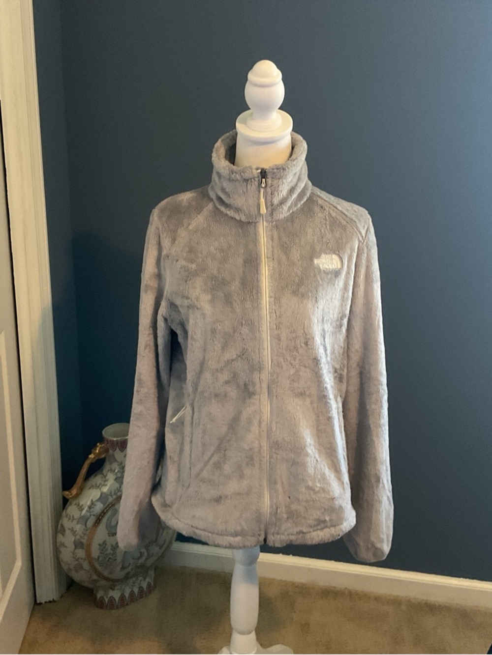 The North Face Gray Plush Teddy Fleece Full-Zip Jacket